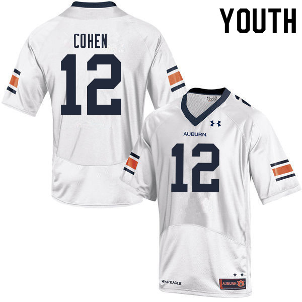 Youth #12 Sammy Cohen Auburn Tigers College Football Jerseys Sale-White - Click Image to Close